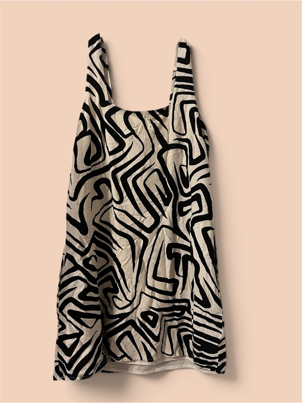 Japna Black & Cream Abstract Sleeveless Mini Dress